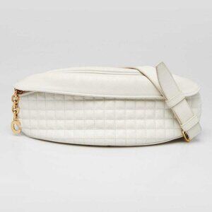 Celine White Quilted Leather C Charm Belt Bag